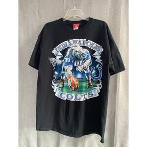 Vintage Indianapolis Colts Graphic T-Shirt - Black NFL Football Tee Size XL